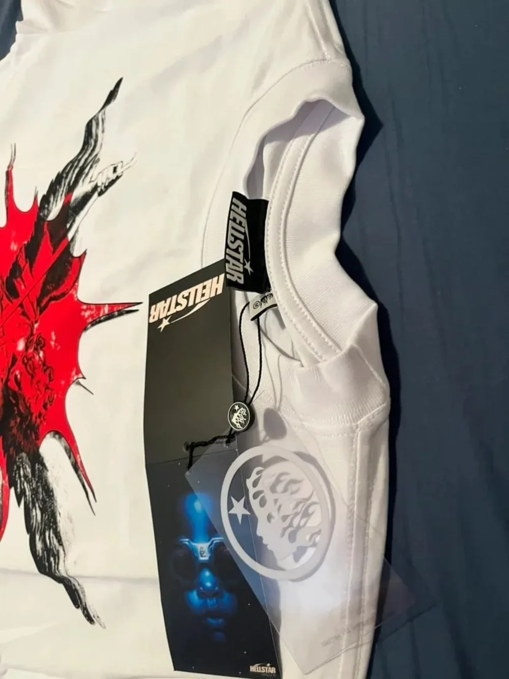 Hellstar White Graphic Tee with Red & Black Splash - Picture 3 of 4